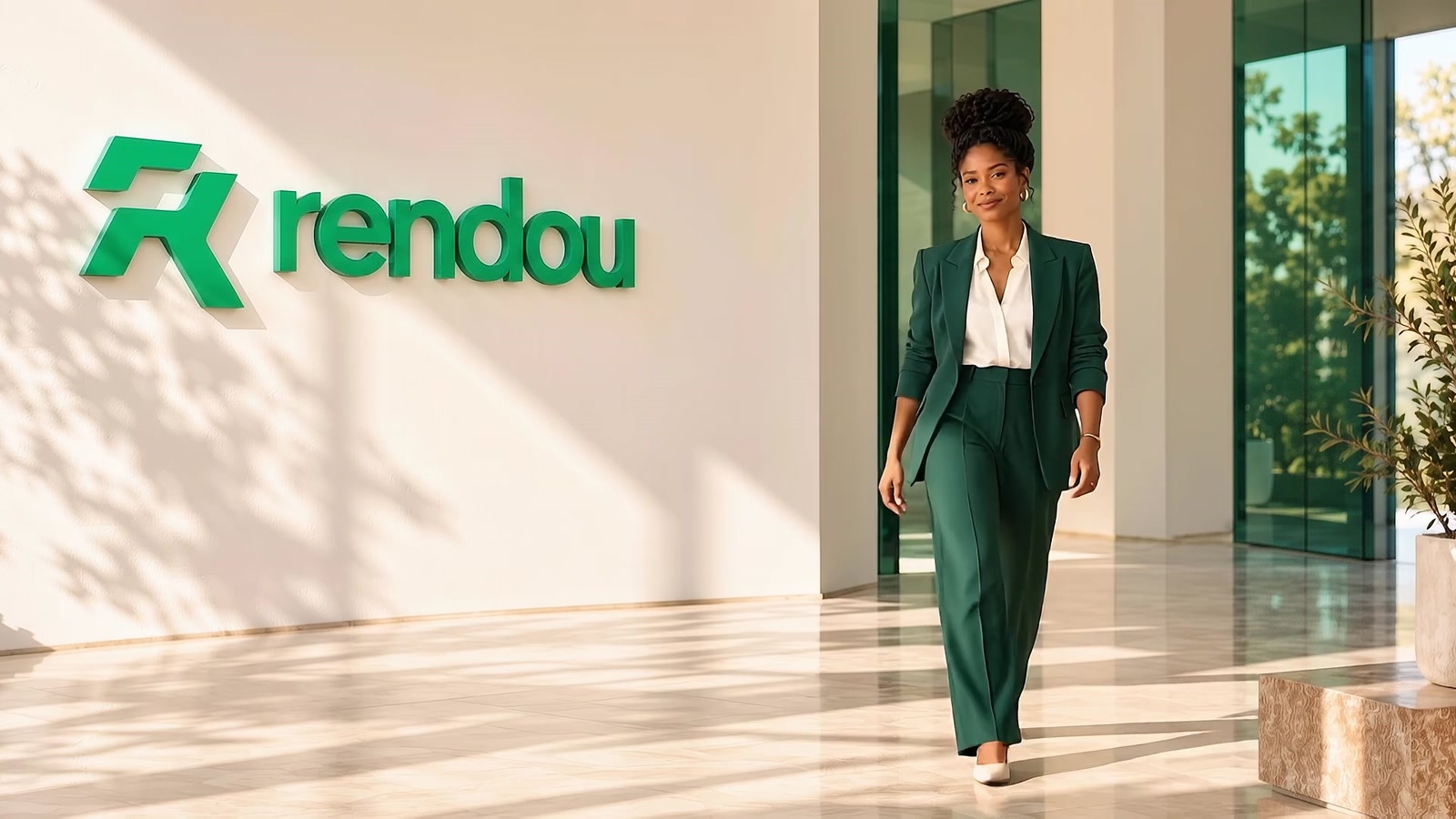Vendedora mostrando um voucher da Rendou
